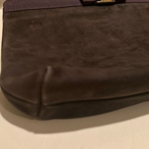 Salvatore Ferragamo Vera Bow Suede Convertible Crossbody Bag Purse Brown Purple - Picture 7 of 13